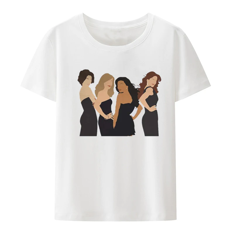 Silhouette Round Collar TShirt Desperate Housewives Susan Lynette Comedy Fabric Classic T Shirt Girl Tops