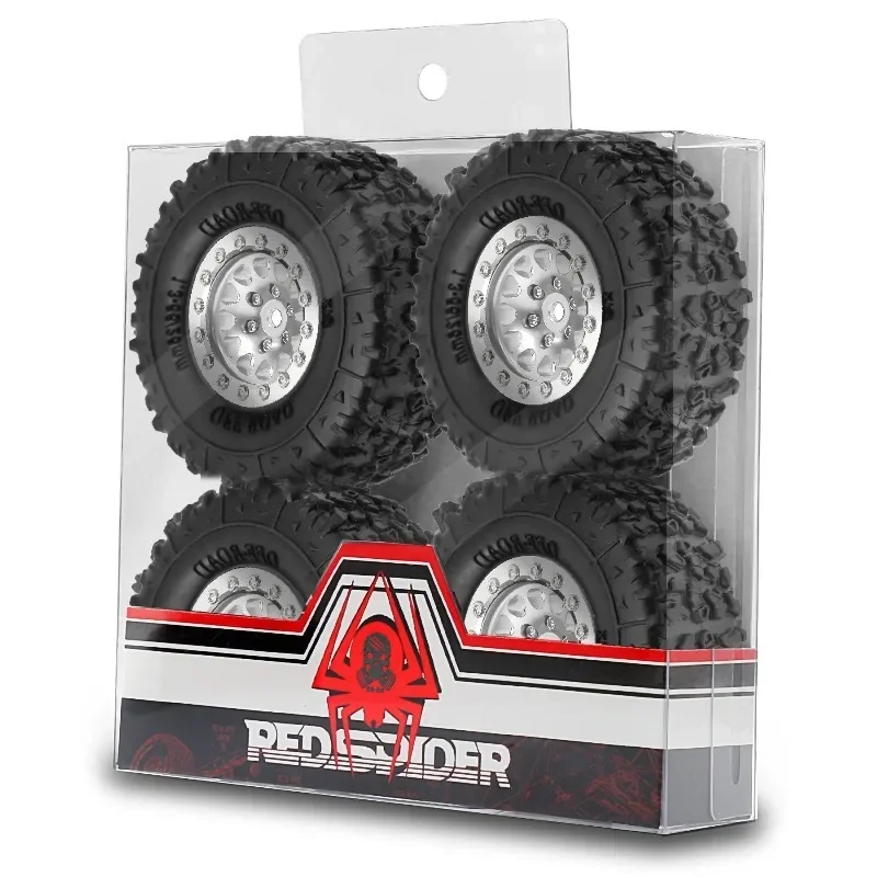 1.3 Beadlock Wheels and Tires (4PCS) for 1/18 TRX4M SCX24  RC Crawler Car