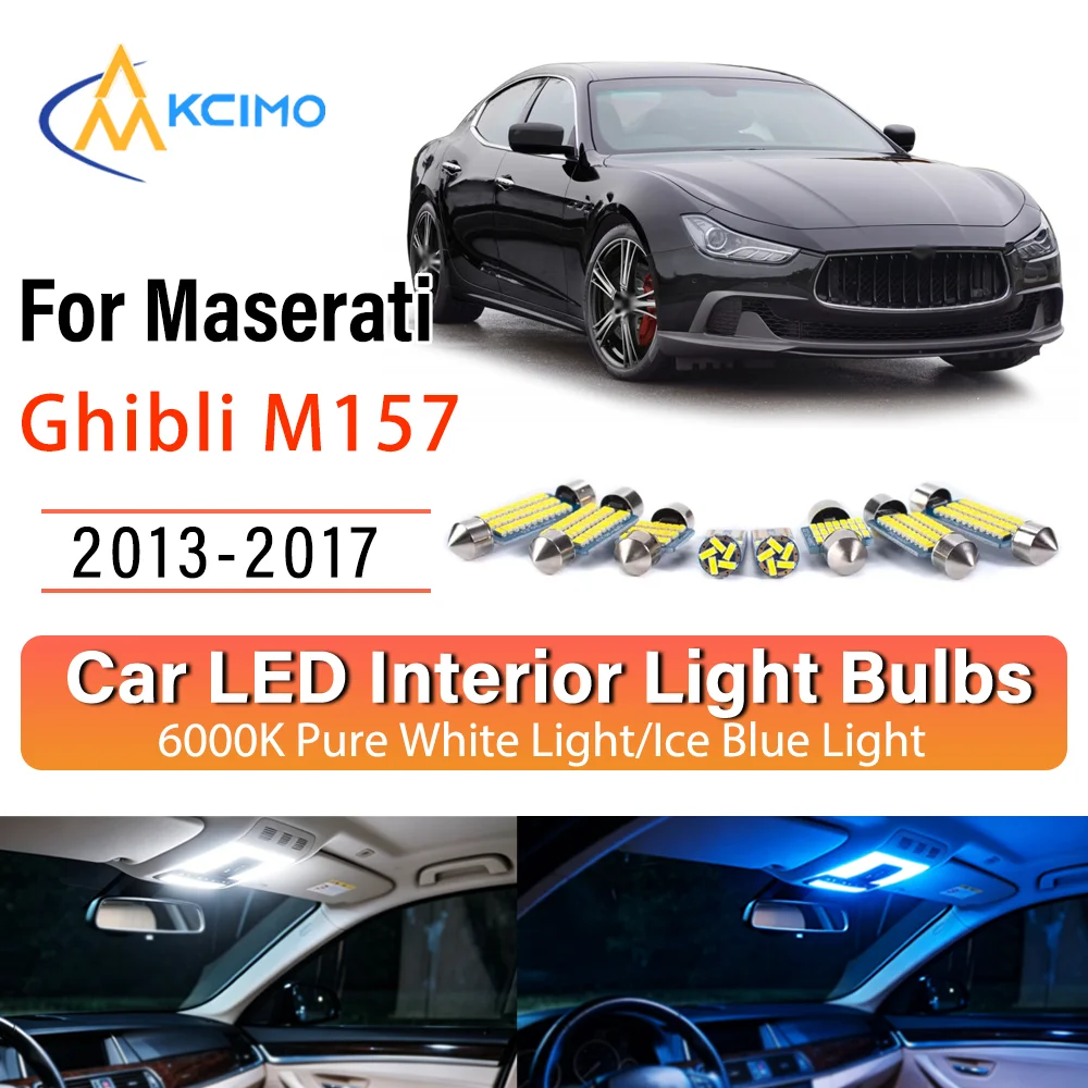 For Maserati Ghibli M157 2013-2017 2014 Persistent Glow LED Interior Light Kit Replacement Dome Map Trunk Cabin Lamps Upgrade