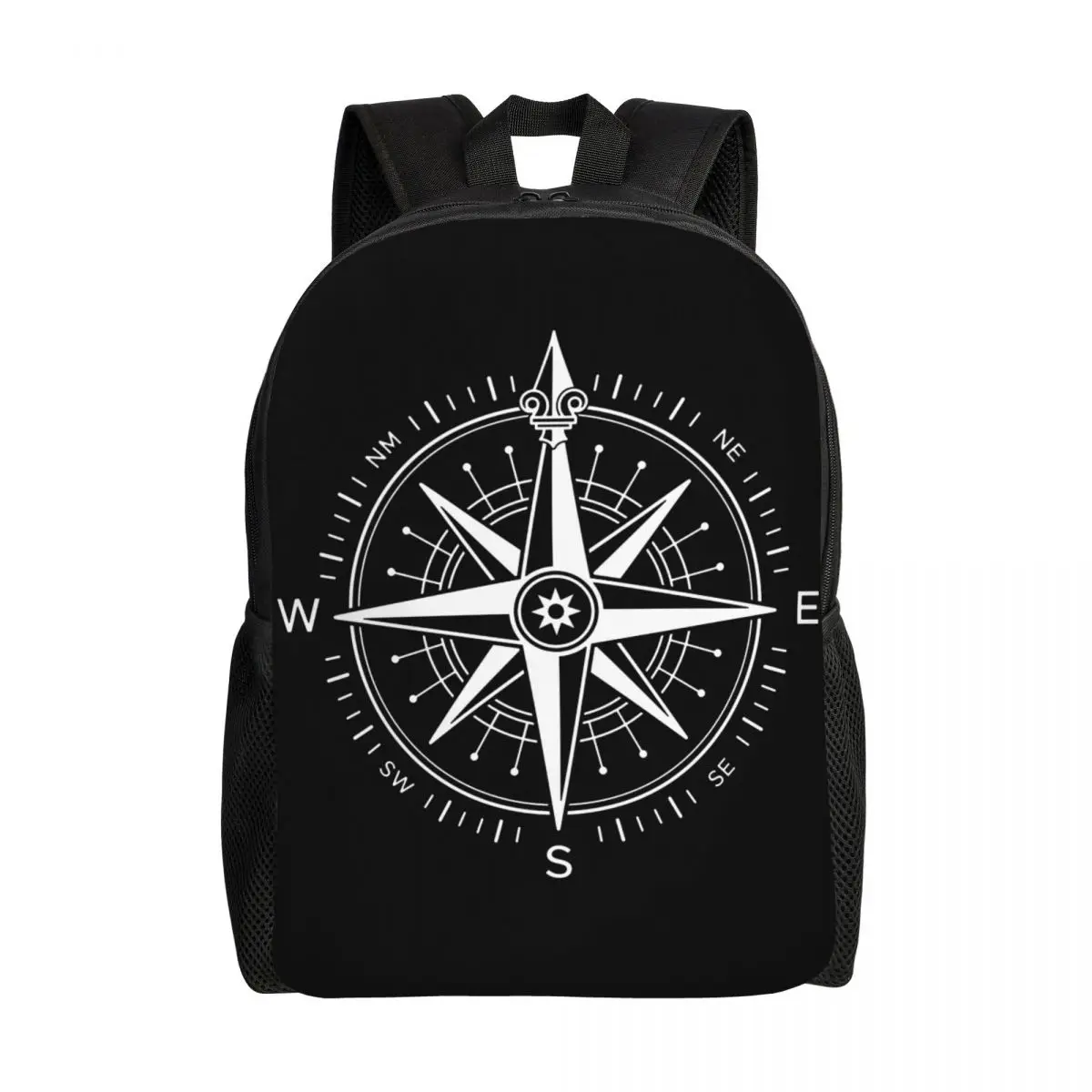 Customized Vintage Nautical Compass Laptop Backpack Men Women Fashion Bookbag for College School Student Captain Anchor Boat Bag