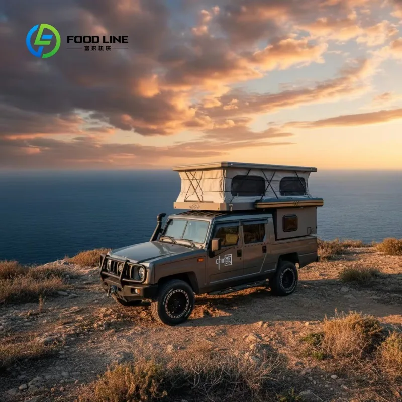 Customized 4x4 Off-road Pickup Tent Modern Aluminum Lightweight Flat Bed Pop Up Slide-In Truck Camper with Pop Top