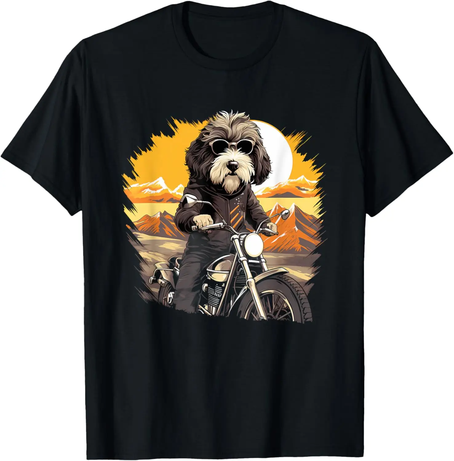 

Biker Sheepadoodle Dog Riding Motorcycle T-Shirt