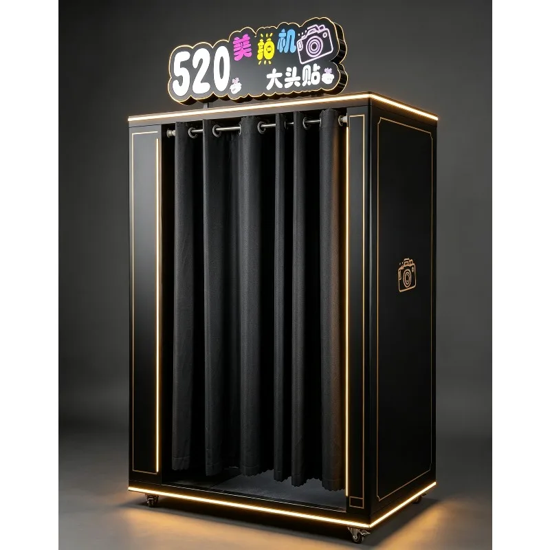 Funspace Coin Operated Mirror Photo Booth Machine Instant Print Photo Booth Vending Machine with Printer Kiosk Self-service