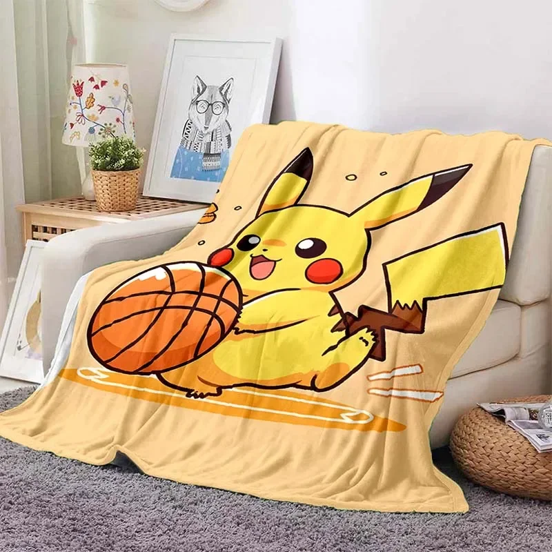 Pikachu Cartoon Pattern Printed Blanket for Home Travel Soft Bed and Comfortable for Adults and Children Summer Blanket