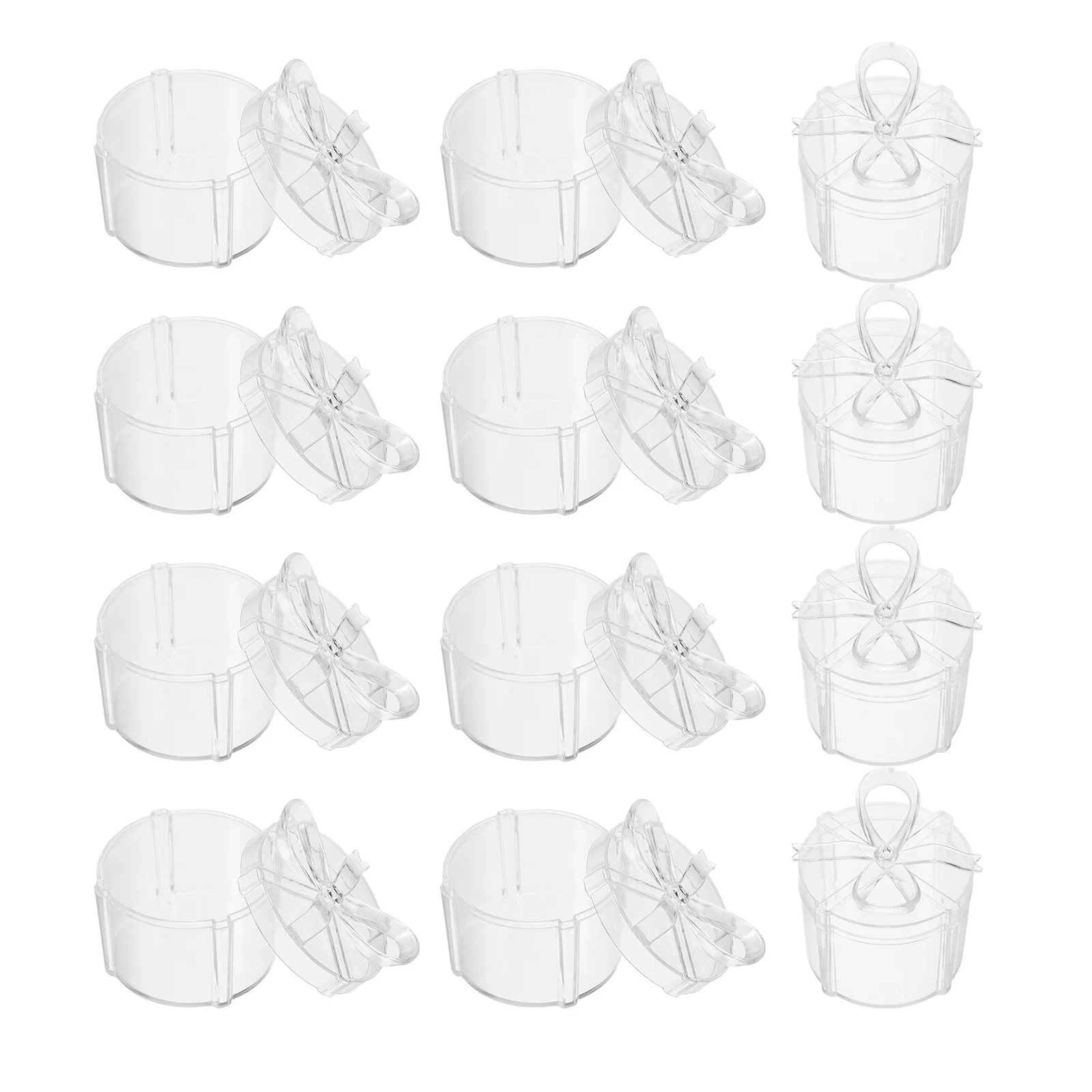 

12pcs Round Bowknot Candy Boxes Transparent Small Favor Containers For Weddings Birthdays Parties Easter Baby Shower