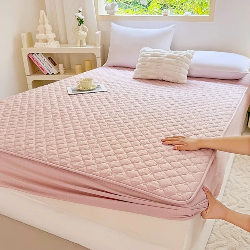 

2025 new solid color Zouzou yarn, kapok padded mattress, all-inclusive mattress protective cover, single piece, no pillowcase