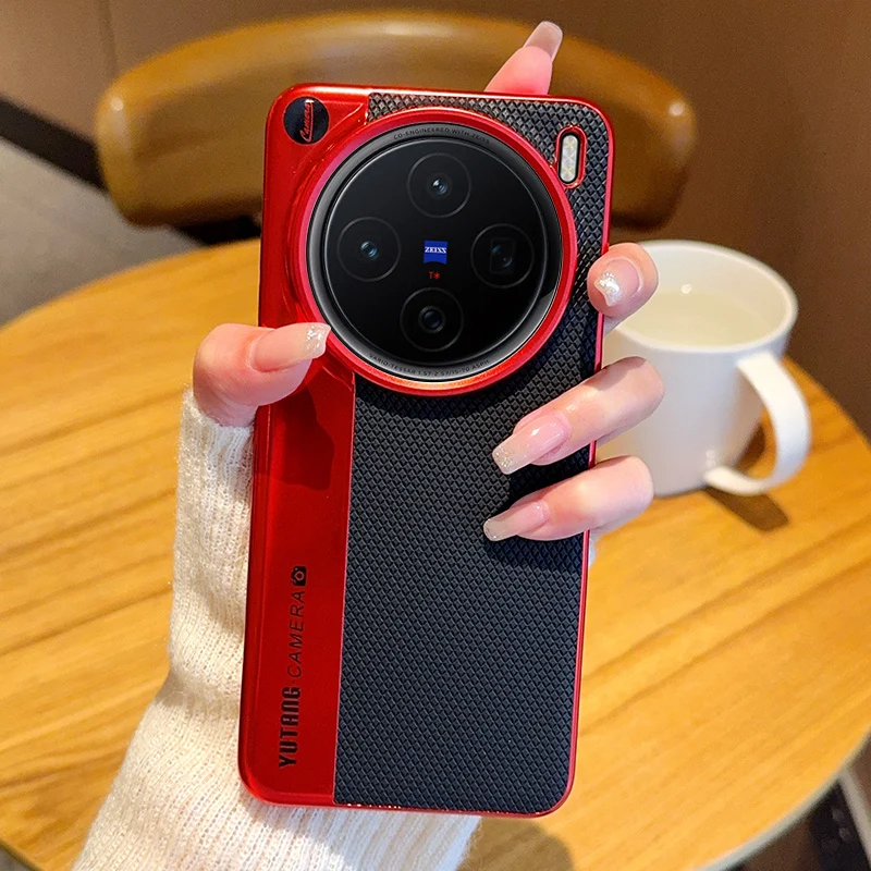 

For Vivo X200 Pro Mini Electroplated Red bezel Lens Ring Enhance Protection Case Vivo X200 Mobile Phone Coques for Vivo X200 Pro