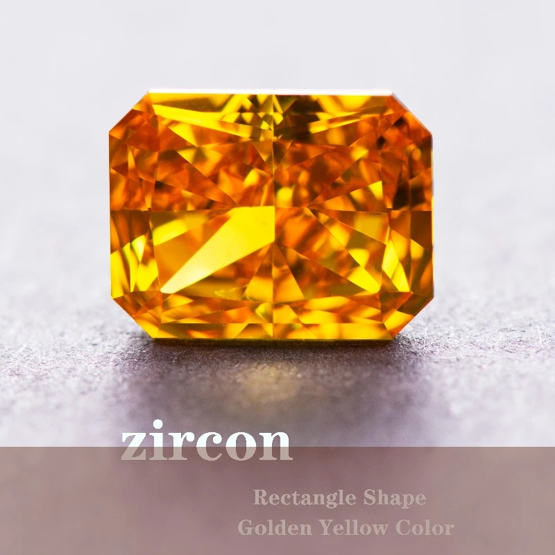 

Cubic Zirconia Radiant Shape Golden Yellow Color 4k Crushed Ice Cut Charm Beads for DIY Jewelry Making Ring Earings Materials