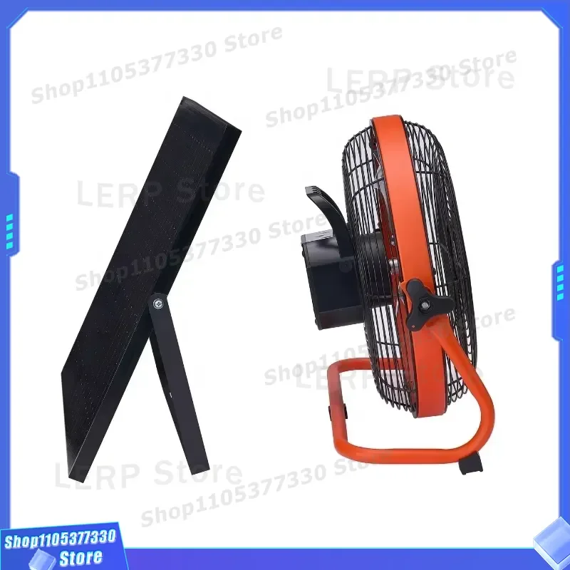 12 Inch Rechargeable Solar Fan With 30W Panel High Efficiency DC Brushless Motor Outdoor Mobile Vertical Cooling Device For
