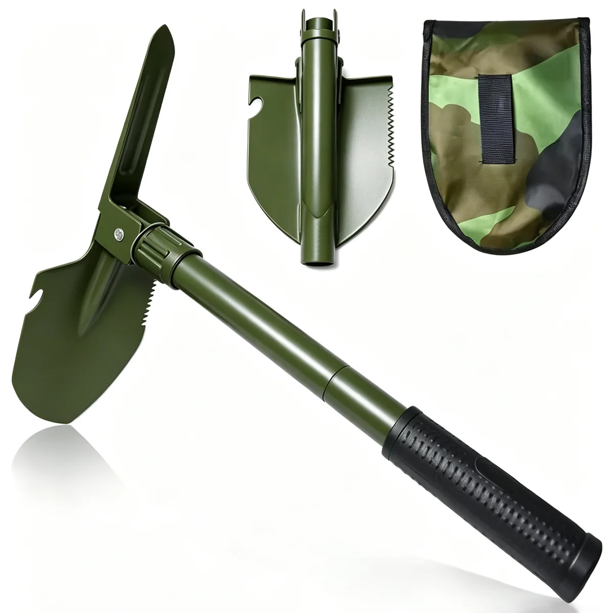 Folding Shovel Portable Survival Shovel Camping Tool Kit Car Rescue Tool Shovel Engineer Pickaxe High-Carbon Steel for Camping