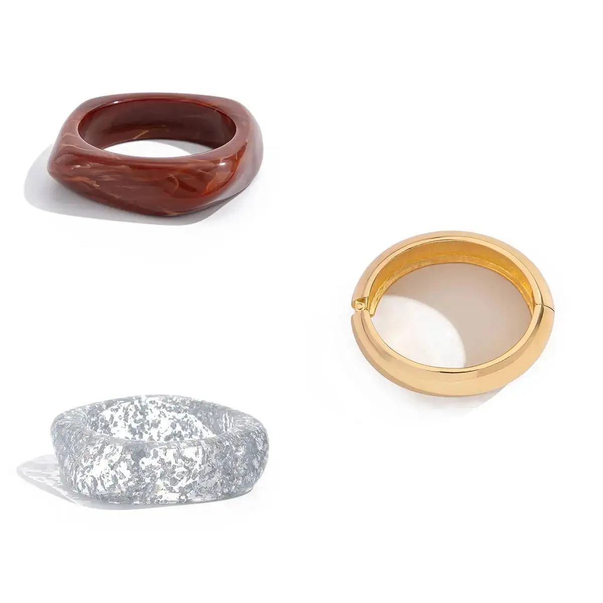 الهيب هوب الراتنج الاكريليك غير النظامية واسعة سوار الشرير هندسية سميكة الإسورة للنساء زوجين مجوهرات الإكسسوار 3 أنماط