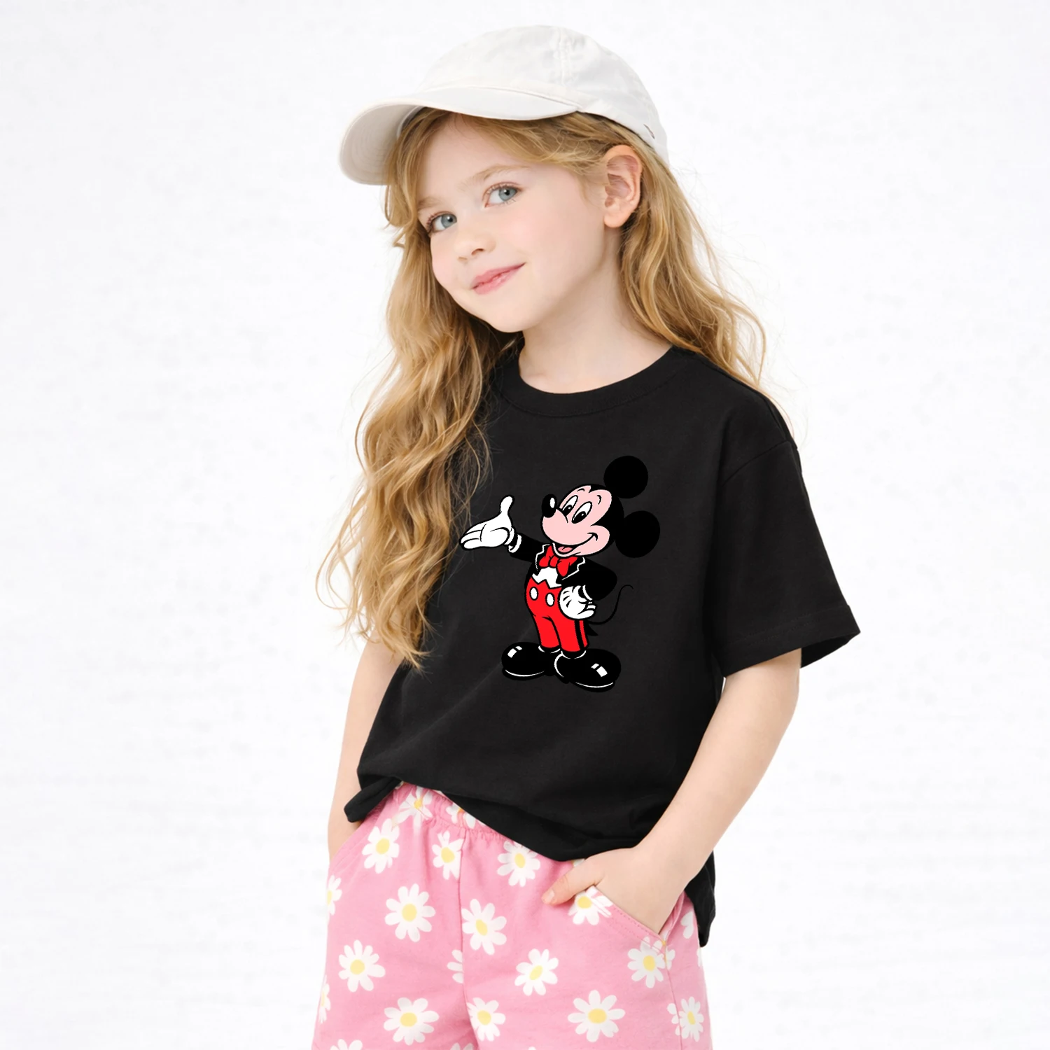 

Disney Mickey Mouse Kids Play T-Shirt Cotton Breathable Short Sleeve Tee Cartoon Print Boys Girls Fashion Anime Theme Wear Gifts