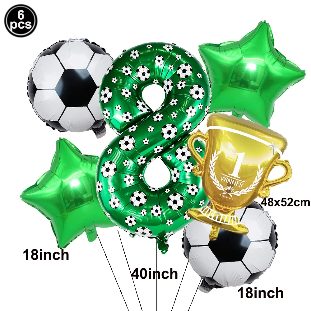 Fußball-Thema Geburtstagsdeko Ballonset Fußball-Trophäe Folienballon Grüner Fußball-Druck Nummer 0123456789 Ballon Jungen-Geschenk ﻿ – Detail 9