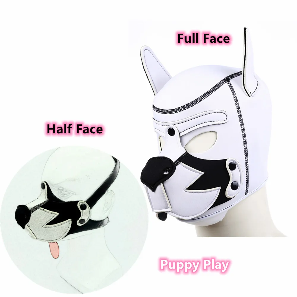 Exotic Accessory of Puppy Play Sexy Erotic Kit of Bdsm Bondage Dog Mask Hood for Slave Cosplay Fetish SM Sex Toys Traction Flirt