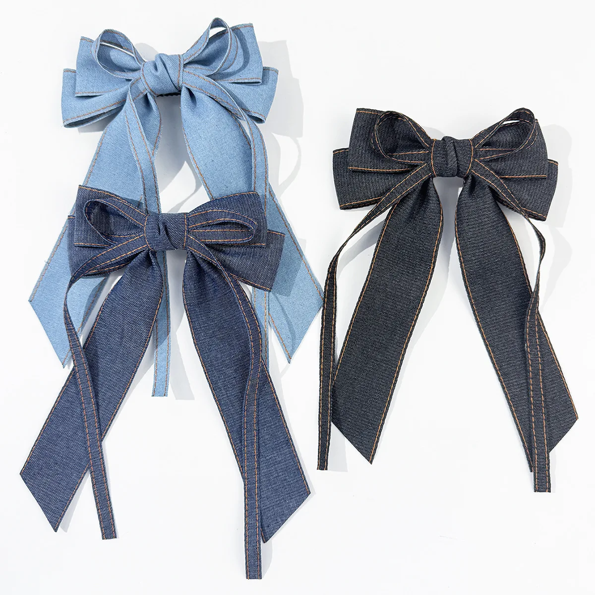 Korean Denim Bow Ribbon Hair Clip Women Girls Sweet Cool Versatile Ponytail Clip High-end Niche Design Sweet Hair Accessories