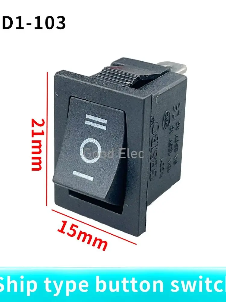 Promotion! 1 pcs kcd1 15*21mm SPDT  Mini Black 3 Pin Rocker Switch AC 6A/250V 10A/125V KCD1