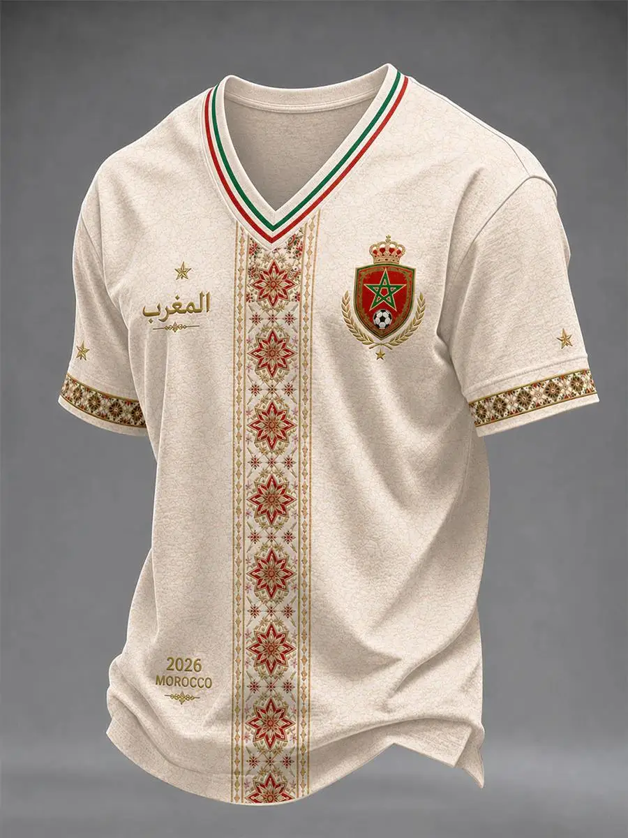 2027 Edition Moroccan Fan Football Training T-shirt - 3D Printed - Fashionable And Comfortable - Family-Promoting Clothing