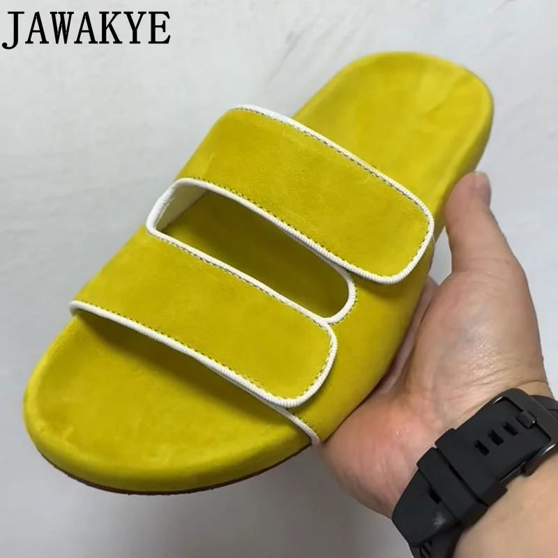 Brand Slippers for Men Bordered Leather Kid Suede Flip Flops Designer Shoes Summer Flip Flops Casual Slippers