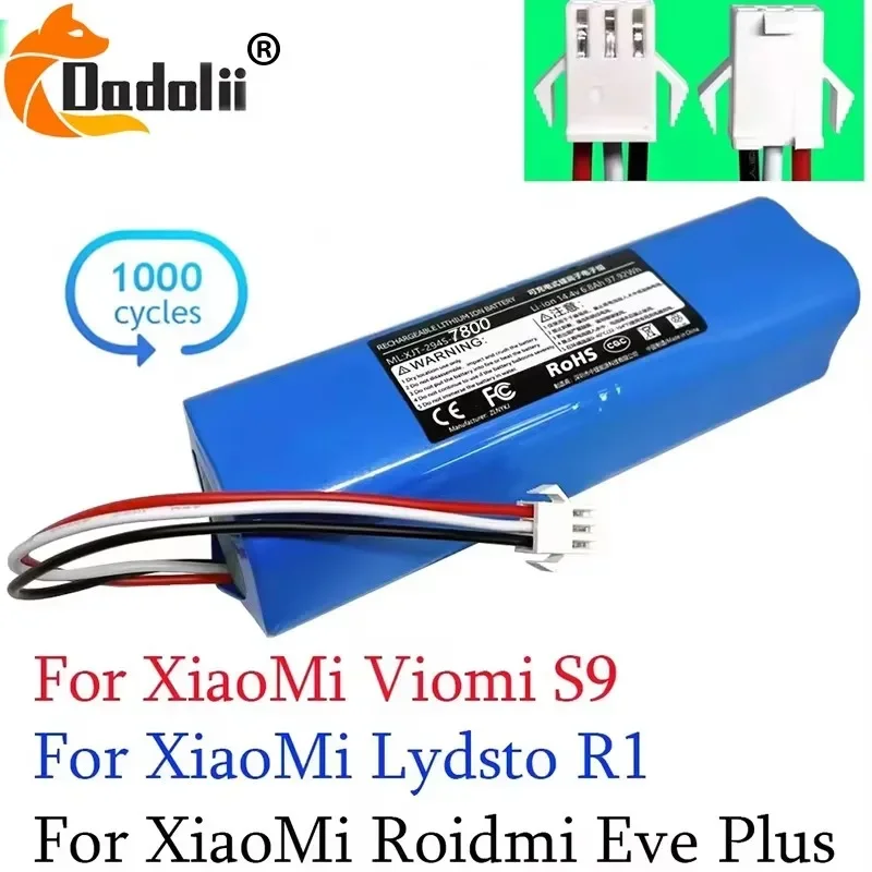 Replacement For XiaoMi Lydsto R1 Roidmi Eve Plus Viomi S9 Robot Vacuum Cleaner Battery Pack Capacity 12800mAh Accessories Parts