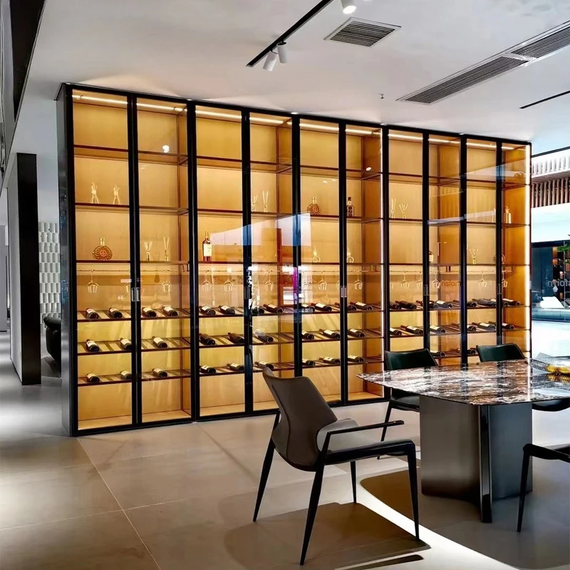 

Stainless steel wine cabinet display stand Bar club Hotel foreign wine display cabinet Underground greenhouse Constant