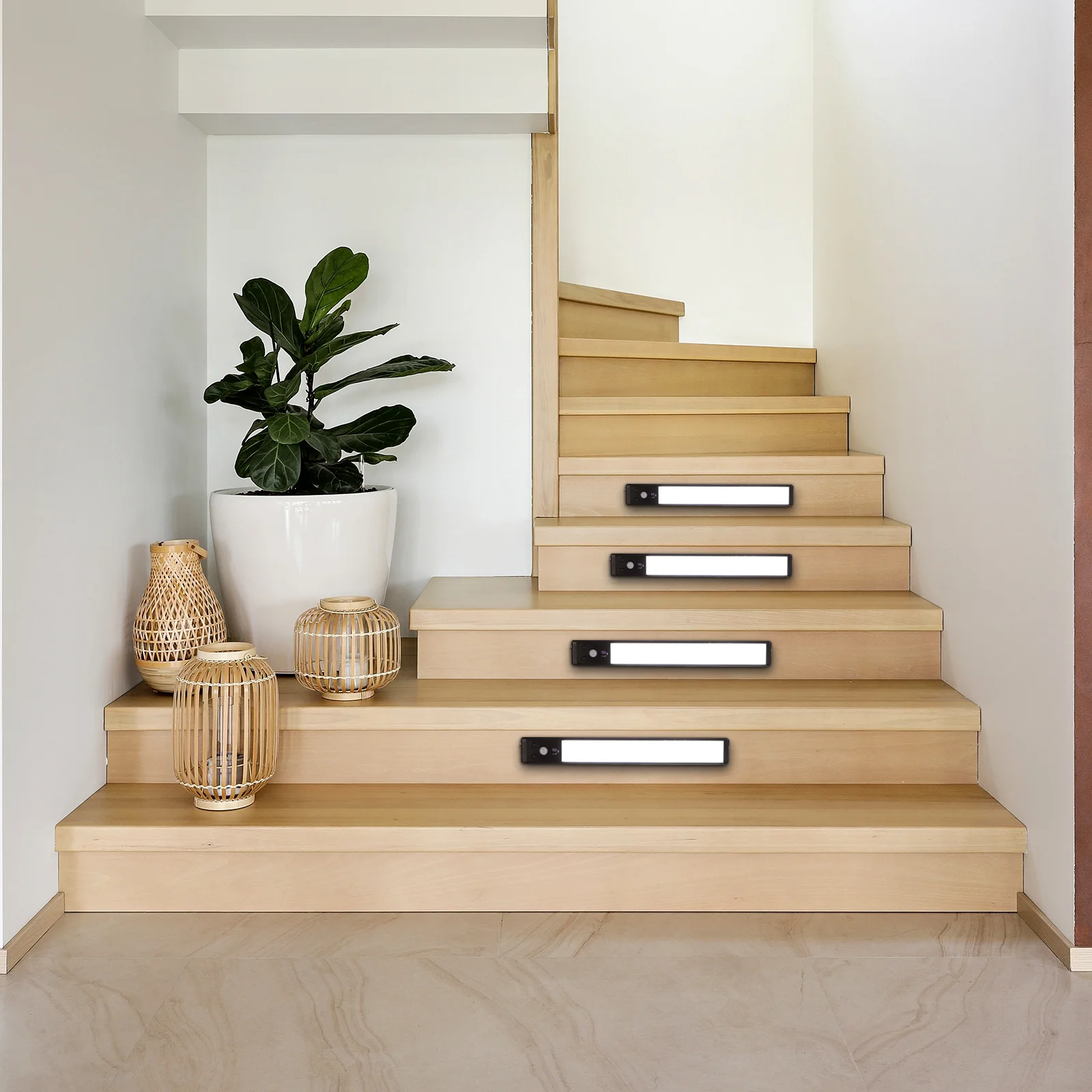 

4Pcs Motion Sensor Lights Induction Night Light High Brightness LED Under Cabinet Lighting Fixture for Kitchen Hallway Stairway