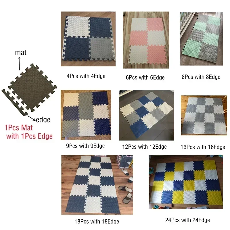 4Pcs Thickening Mat for Kids Children Foam Floor Children's Stitching Crawling Climbing Home Bedroom Living Room Tatami Play Mat