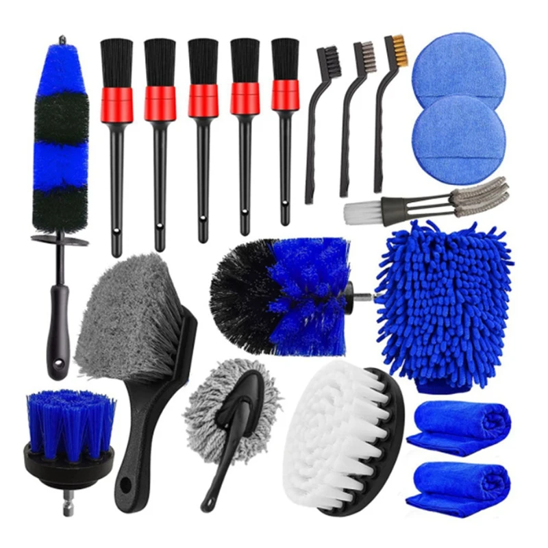 20-Piece Set Car Cleaning Tire Wheel Brush Cleaning Brush Head Set All Purpose for Car,Bathroom and Kitchen Cleaning-ABWY