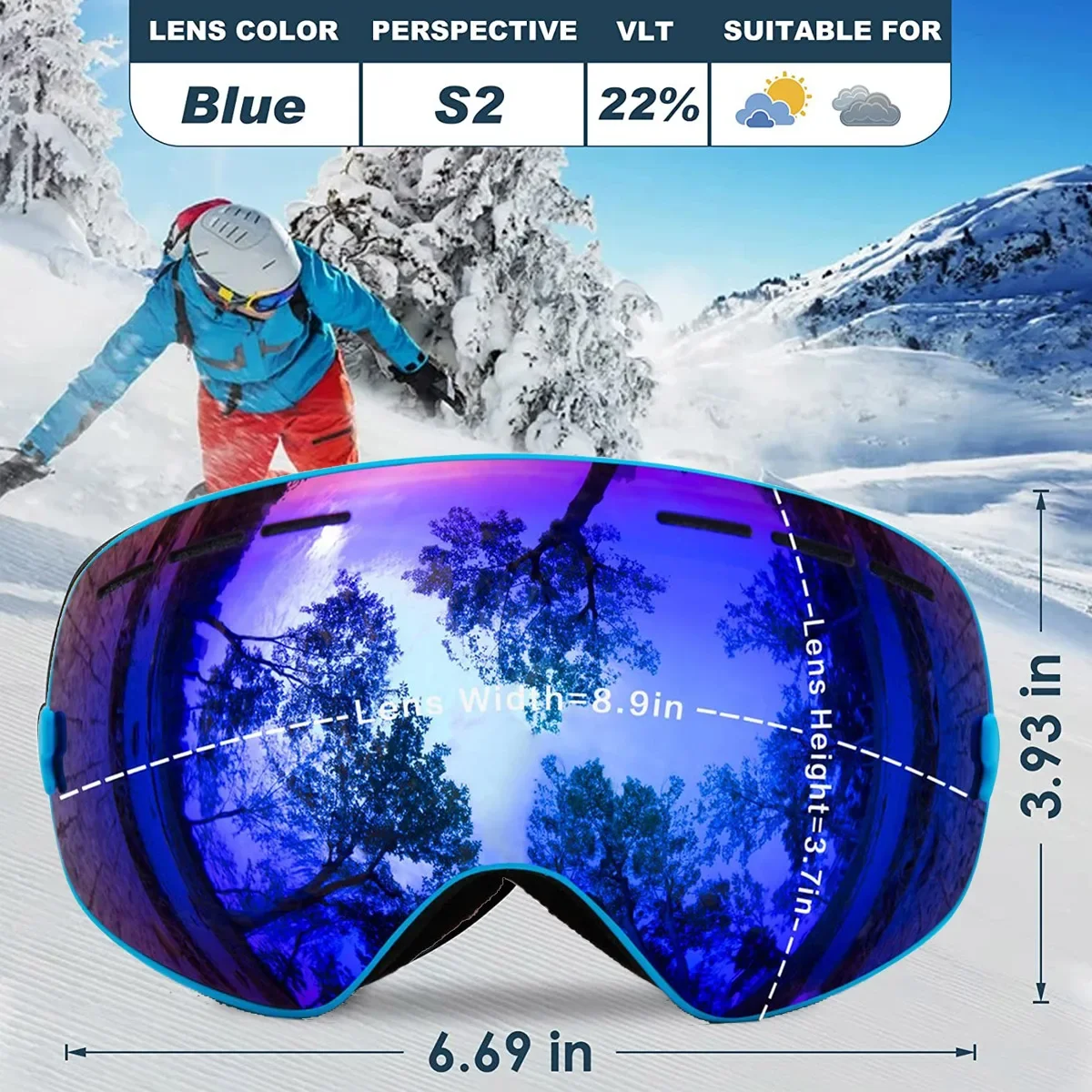 X-TIGER Ski Goggles Double Layers Anti-fog Set Snowboard Snow Goggles Snowmobile Glasses Eyewear Night Vision Sport Ski Goggles