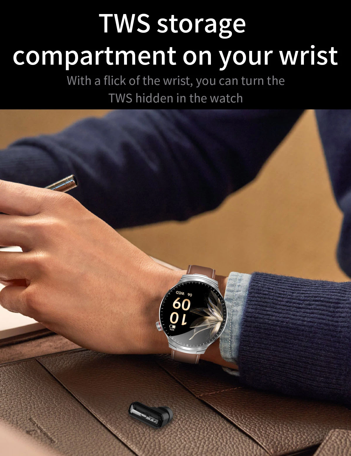 LIGE 2026 Neue TWS 2-in-1 Kopfhörer Smartwatch 1,85 Zoll Bluetooth-Anruf Herren Ohrhörer Smartwatch Herzfrequenz Gesundheitsmonitor Musik-Uhr – Detail 8