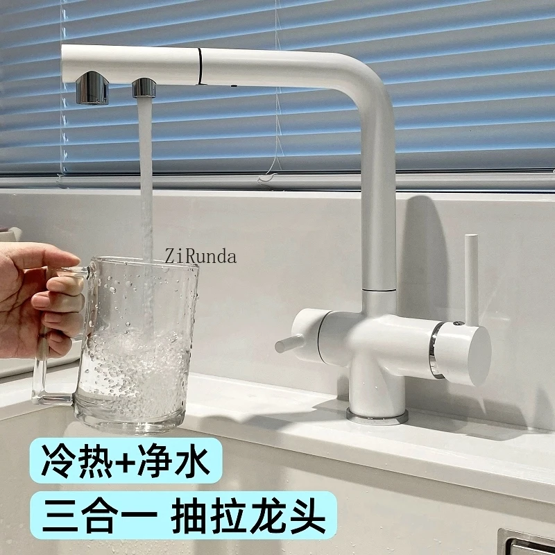 3-In-1 kitchen faucet, pull-out hot and cold vegetable basin sink faucet