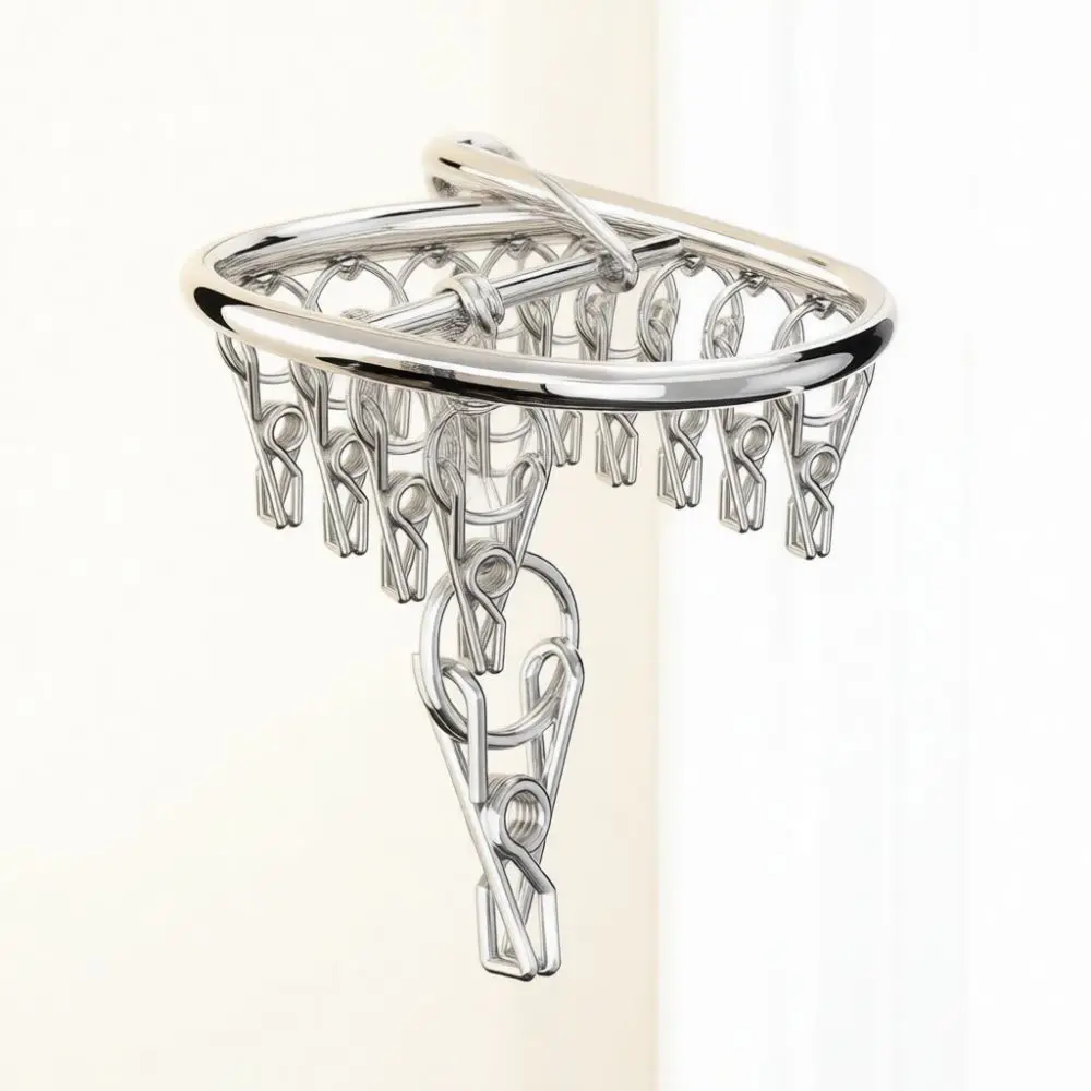 Stainless Steel Clip Drying Rack Laundry Hanger For Socks Underwear Balcony Organizer Efficient Space Saving Storage Tool