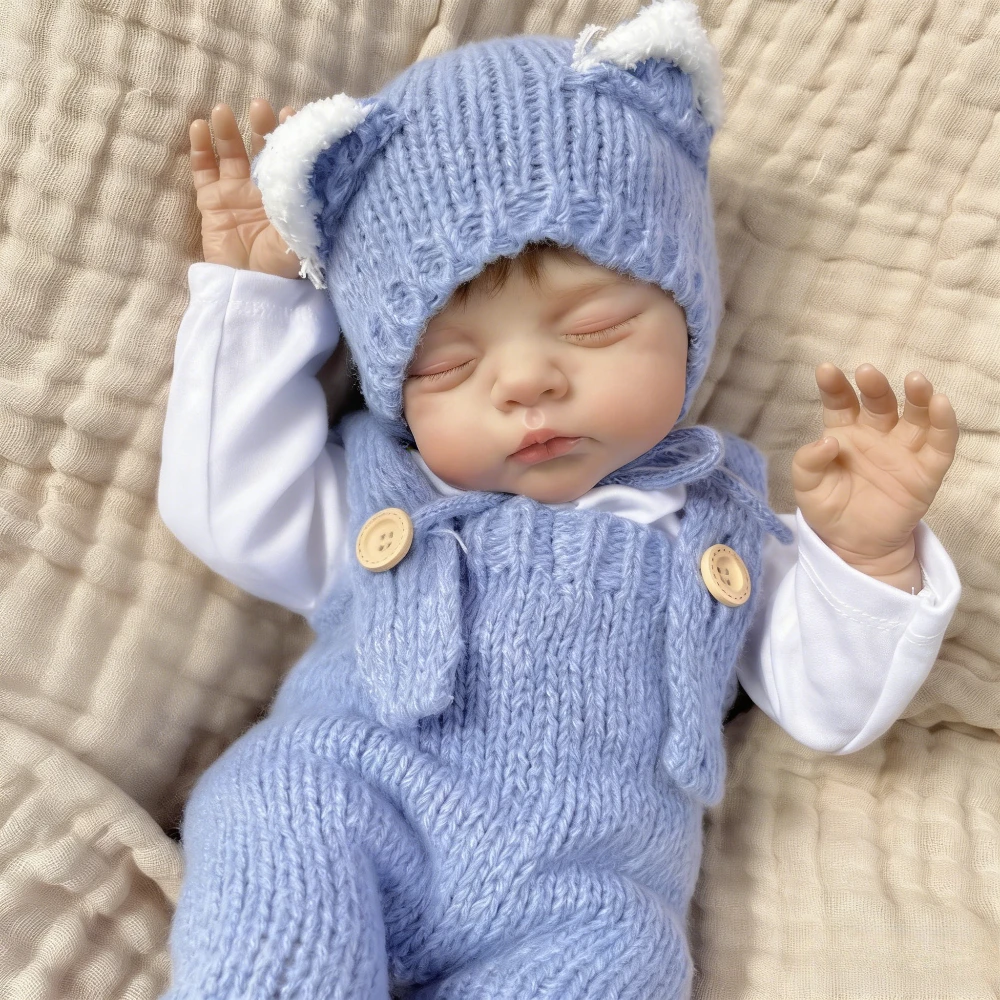 BZDOLL 48cm 19インチ 眠っているリボーンドール 3Dスキン ベビー人形 おもちゃ 本物そっくりのビニール製手足 布製ボディ リアルな外観の人形 手作り