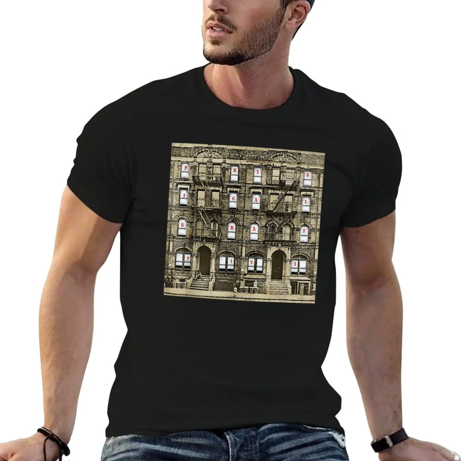 Camiseta con gráfico de música retro, estilo vintage, grafiti, divertido, estilo artístico Zepelin, camisetas de algodón para hombre, camiseta 100%