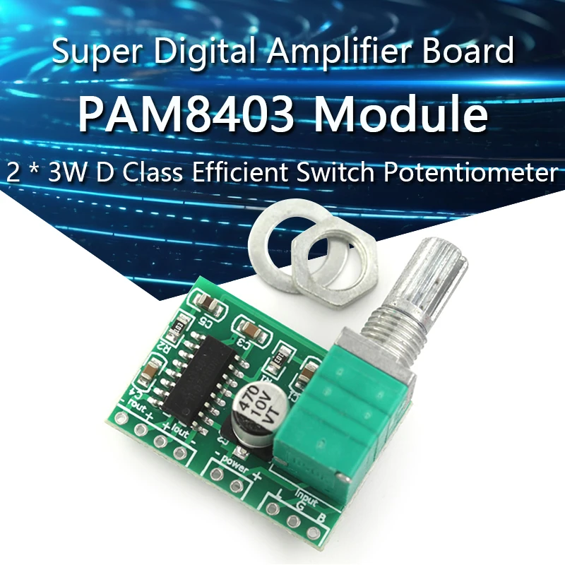 PAM8403 module Super digital amplifier board 2 * 3W D Class digital amplifier board efficient switch potentiometer