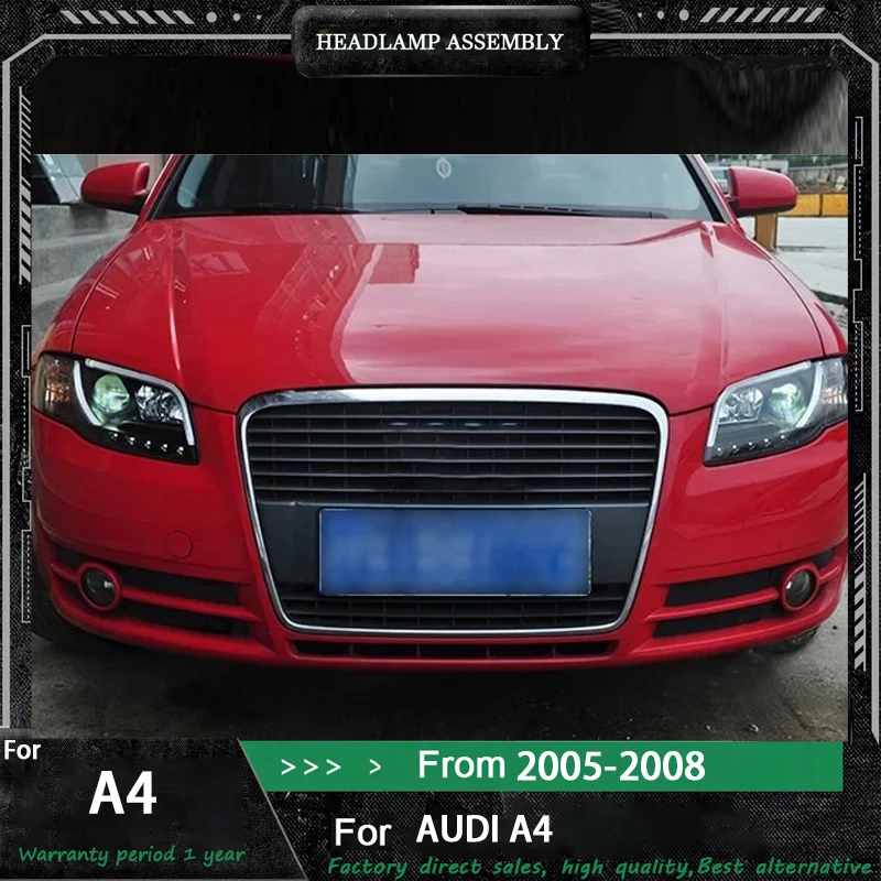 

Автомобильные фары для Audi A4 A4L B7 2005 2006 2007 2008 новый стиль светодиодные фары в сборе обновление объектива проектора с высокой настройкой 2 шт.