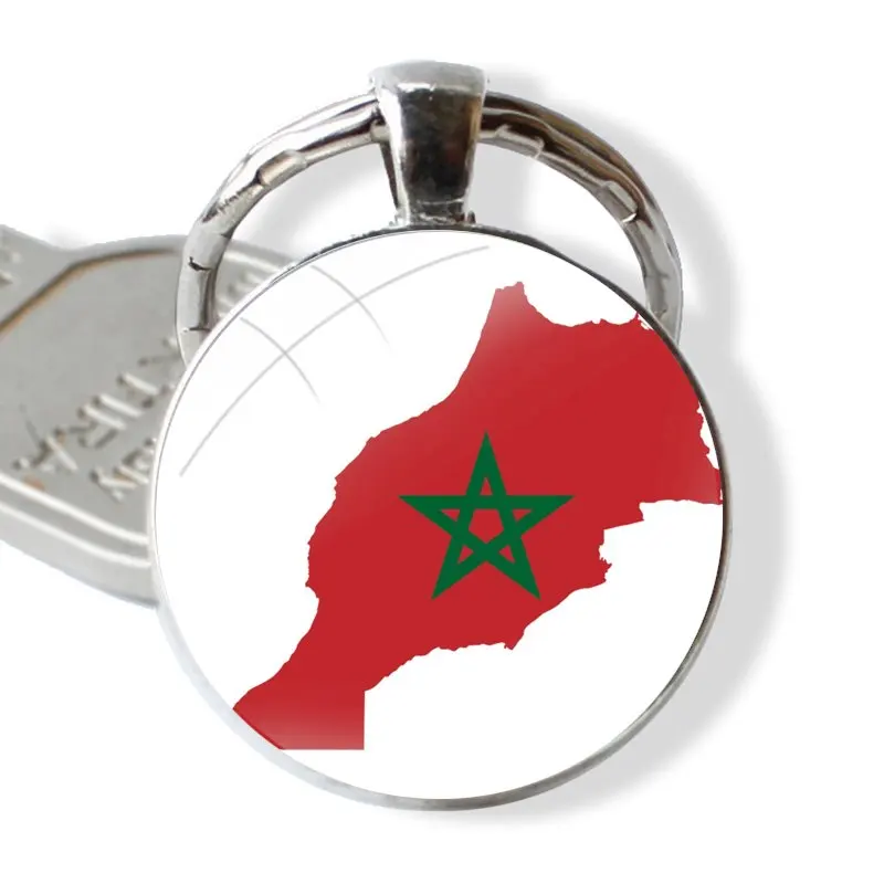 Morocco Soccer football Keychain Glass Cabochon Metal Pendant Classic Men\'s Women\'s Keyring