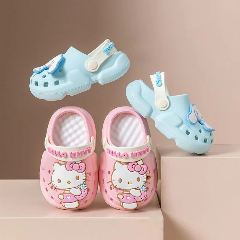 Kawaii Sanrio Children Slippers Hello Kitty Cinnamoroll Cartoon Anime Cute Home Bathroom Bathing Anti-Slip Sandal Kids Toys Girl