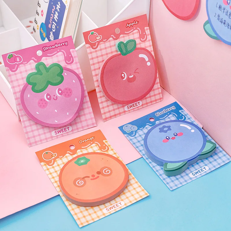 Cute Cartoon Fruit Sticky Notes, Kawaii Student Notepad, Memo Pad, Material Escolar de Escritório, Papelaria Adesivo, 1Pc