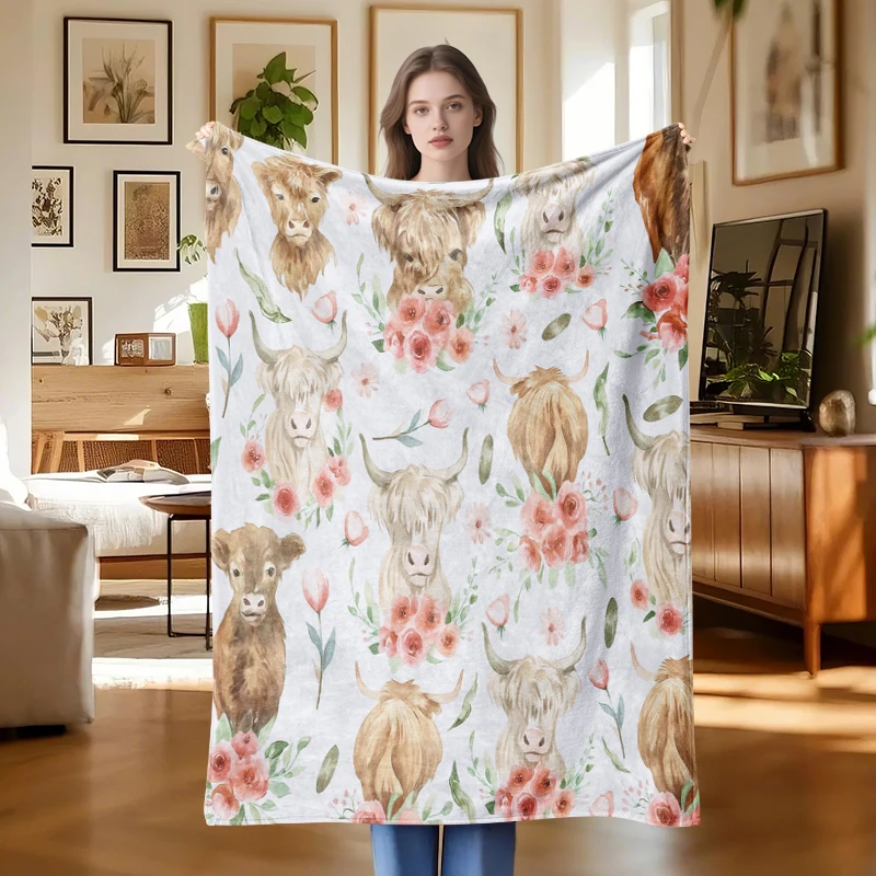 Cow Blanket Gift Flannel Lightweight Soft Comfortable Blanket Bedding Sofa Bedroom Camping Travel Girls Boys Halloween Christmas