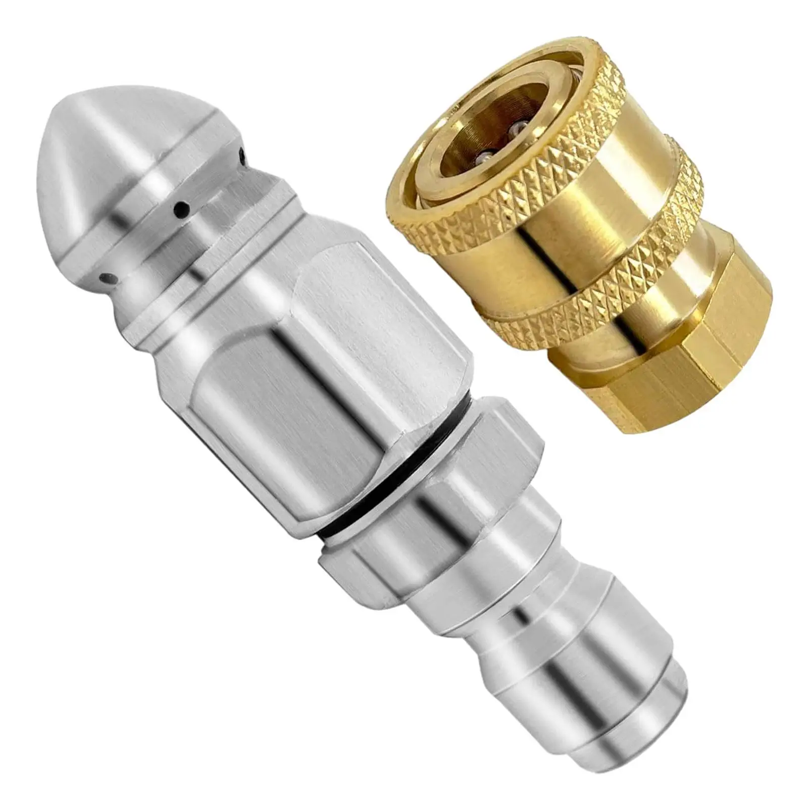 Sewer Jetter Nozzle for Pressure Washer 5000 PSI 1/4\'\' Quick Connector Stainless Steel Compact Durable Drain Jet Hose Nozzle