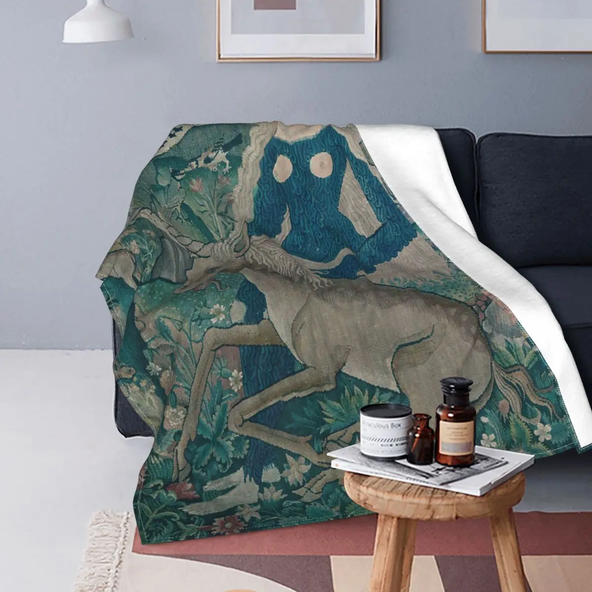 The Lady And The Unicorn Velvet Throw Blankets Medieval Renaissance Blankets for Home Travel Super Soft Bedspread