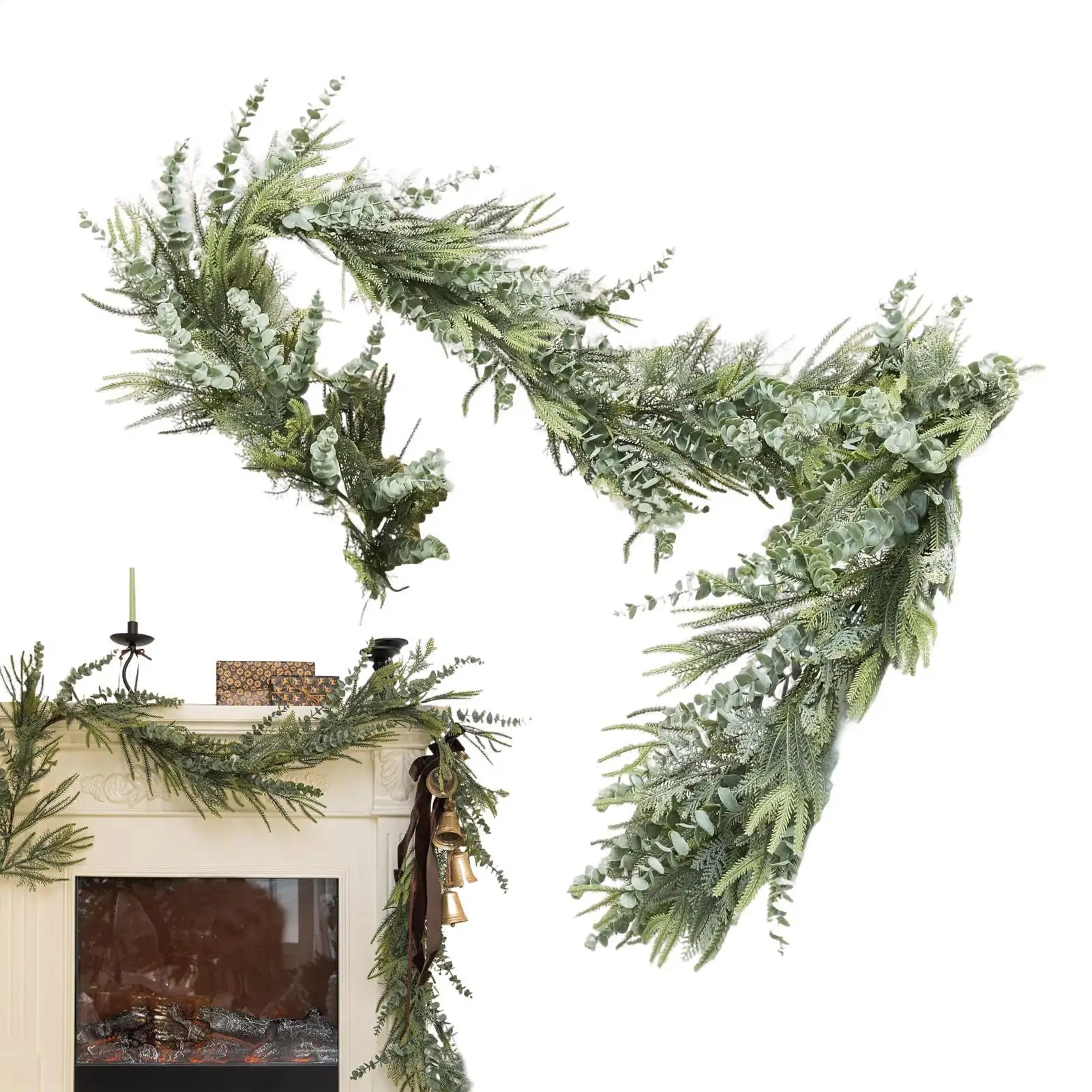 

Сосновая гирлянда, искусственная реалистичная зелень, декор, Рождественская домашняя и наружная зеленая гирлянда для дома, каминная стена, лестница