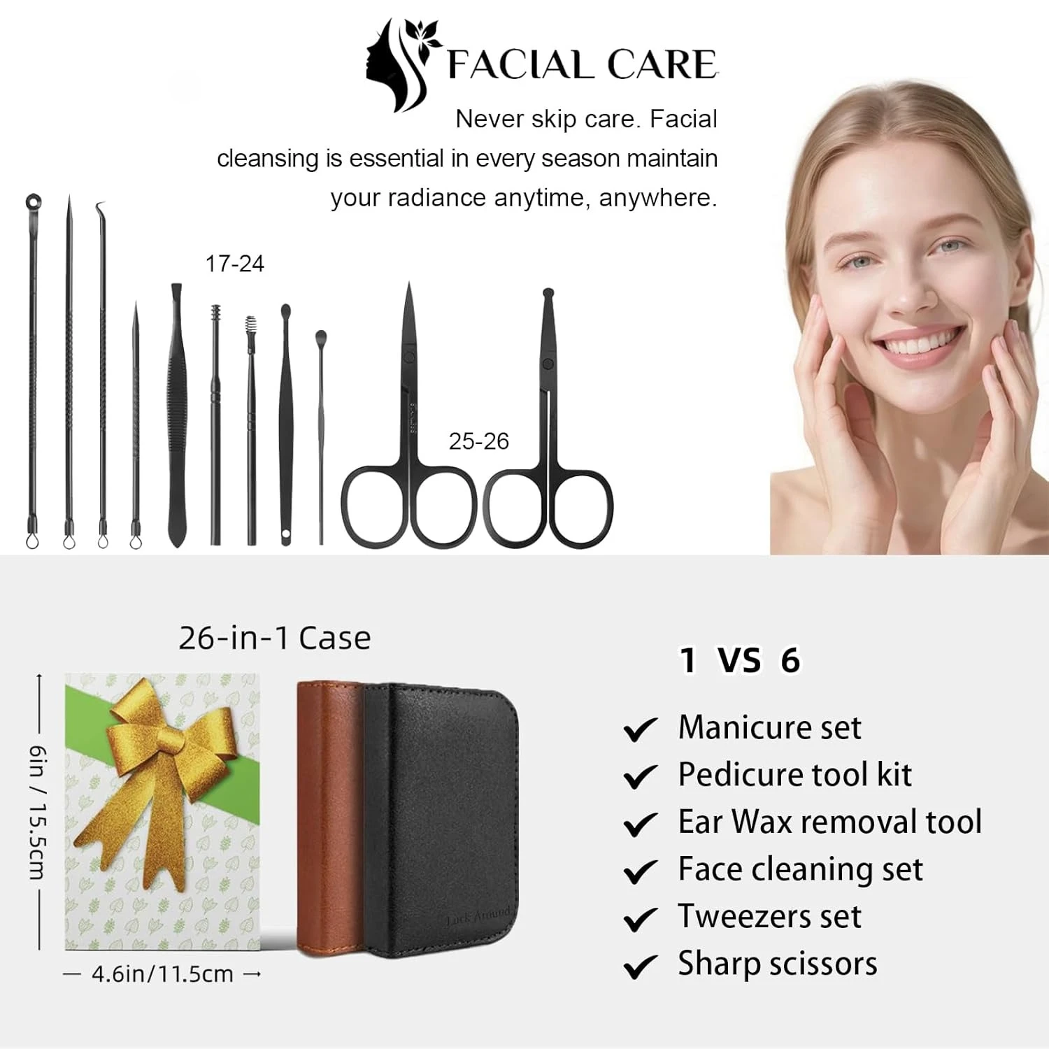 Nagelknipperset 26-delige manicureset & pedicureset RVS nagelknippers voor vingers & tenen Nagelverzorgingsgereedschap