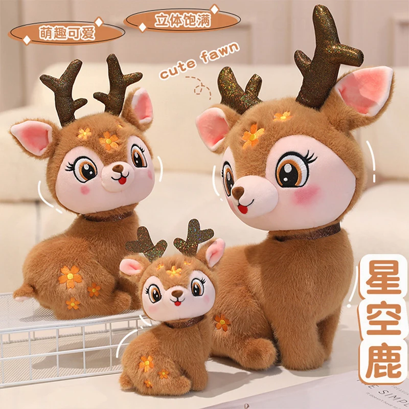 

New 40cm Cute Stuffed Starry Deer Plush Toy Fawn Doll Kids Sleeping Pillow for Girls Birthday Christmas Gift Interior Decoration