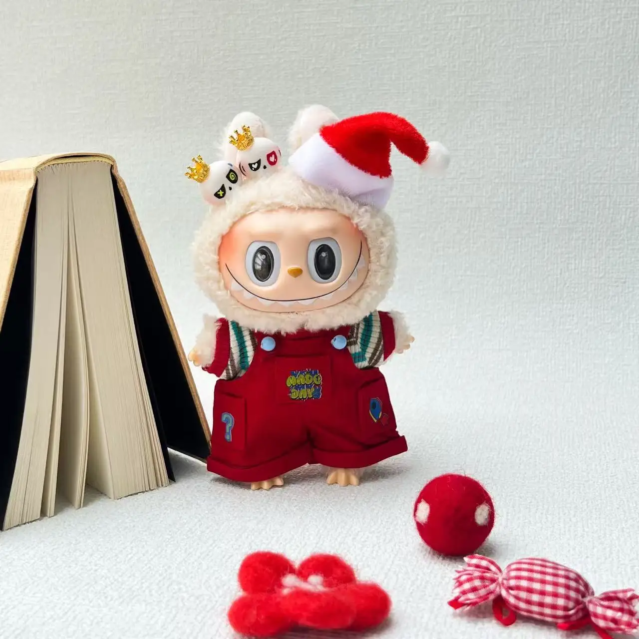 

Labubu Doll Clothing Red Overalls Set DIY Accessories 15-17cm Clothes Toy Gift For Girl Kid Friend