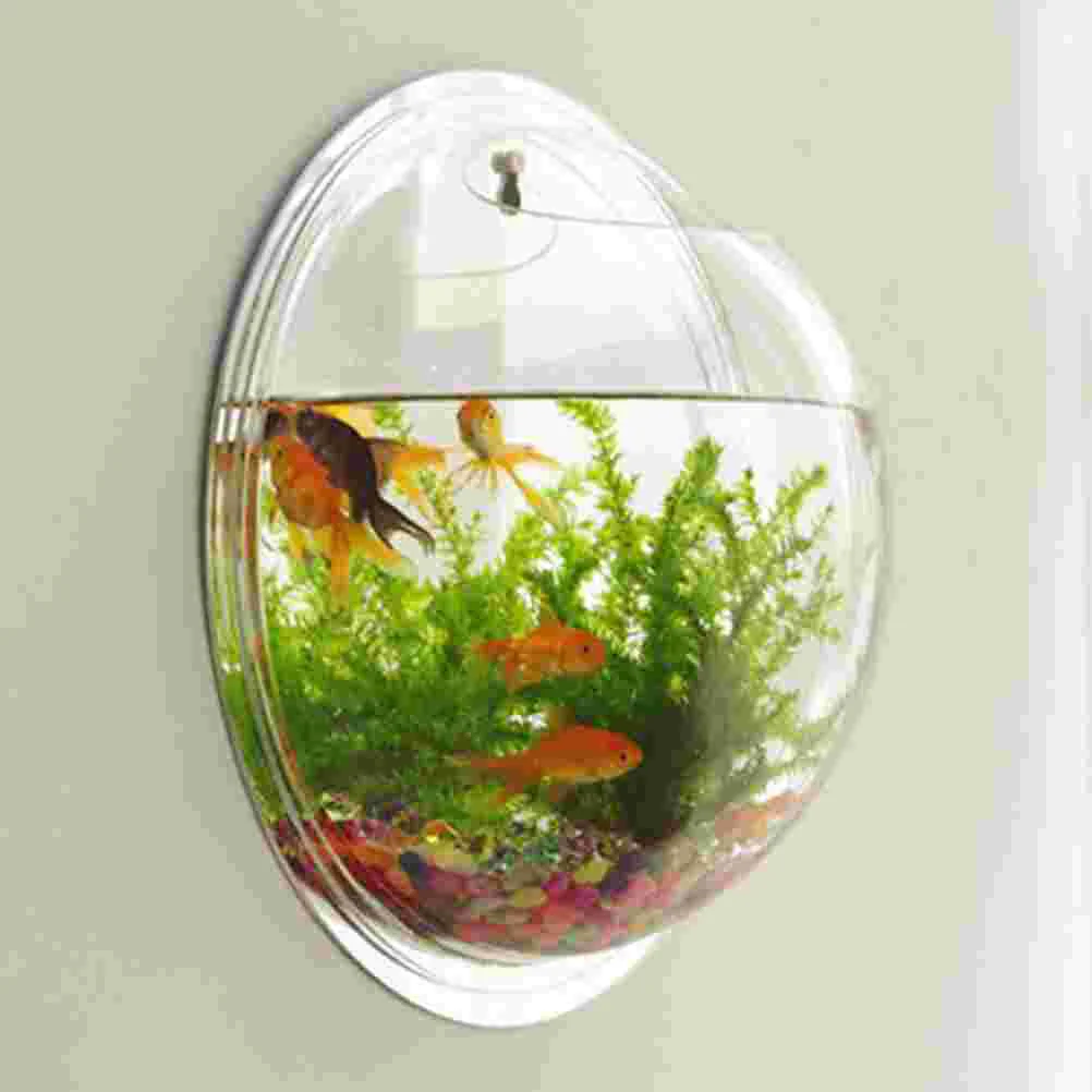 

Wall Mounted Fish Tank Acrylic Planter Wall-hanging Bowl Decor Flower Pot Vase Decoration Clear