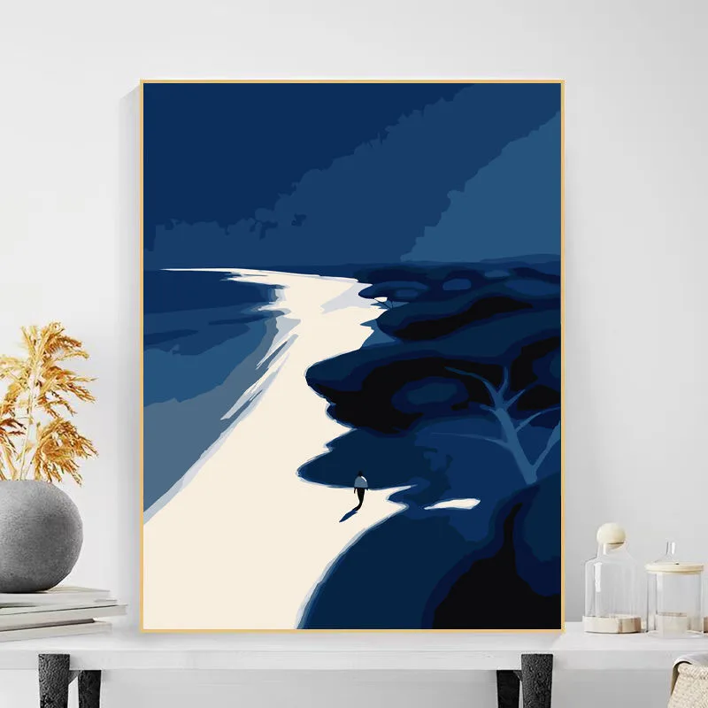 

A-0128 Moonlight Lake Oil Painting Serene Night Scenery Canvas Artwork