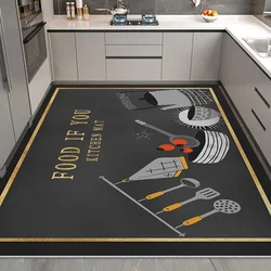 Alfombra impermeable de PVC para cocina, tapete antideslizante con patrón Vintage, de dibujos animados, para el hogar, de cuero, para área grande