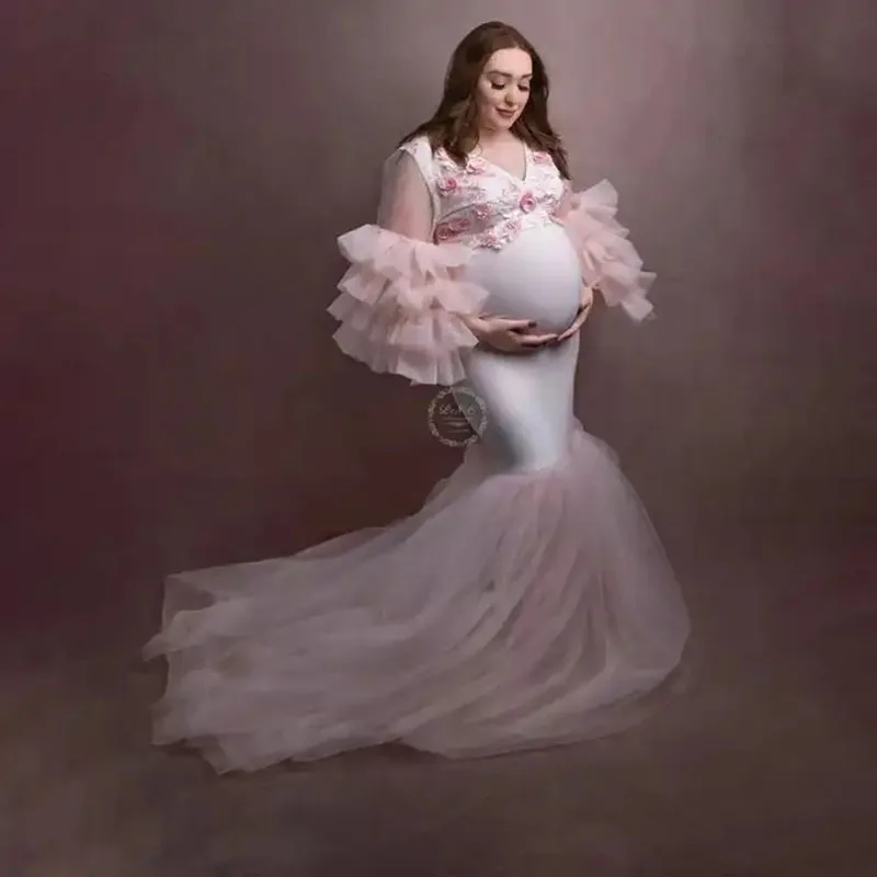 Maternity Maxi Dresses for Photography Photographie de vêtements de materni baby shower فساتين حوامل vestidos para embarazadas