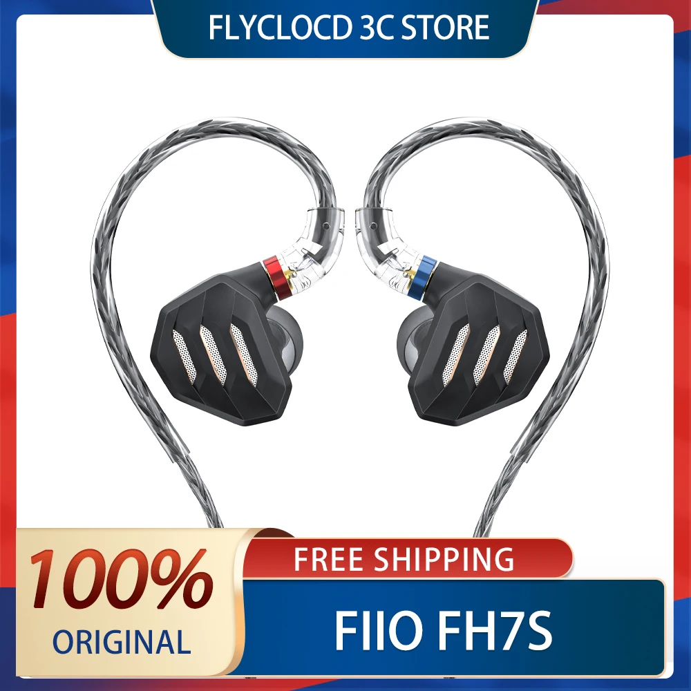 

FiiO FH7S Wired Earphones 1DD+4BA Hybrid Drivers Hi-Res In-Ear HIFI Monitor Earphone Custom Lossless Earbud Detachable Plugs